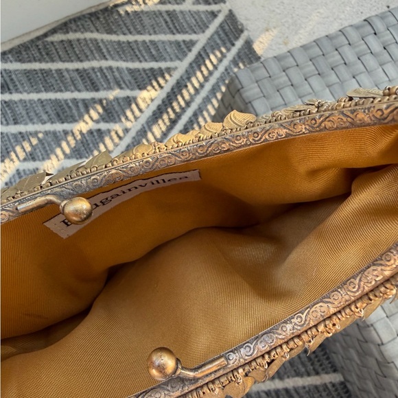 Metal/Brass leaves bag. Stunning w/ mixed prints. From Charleston boutique. - Picture 5 of 5